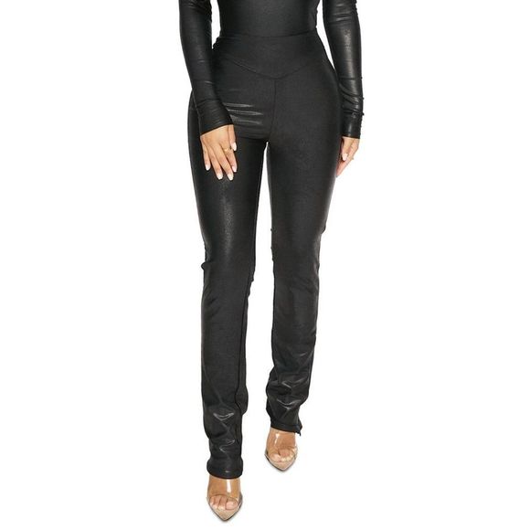 NWT Naked Wardrobe Black Straight Leg With Zip High Rise Leggings Size Small - Picture 1 of 12